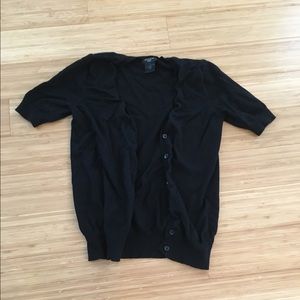 Ann Taylor Short Sleeve Black Cardigan,XS Petite